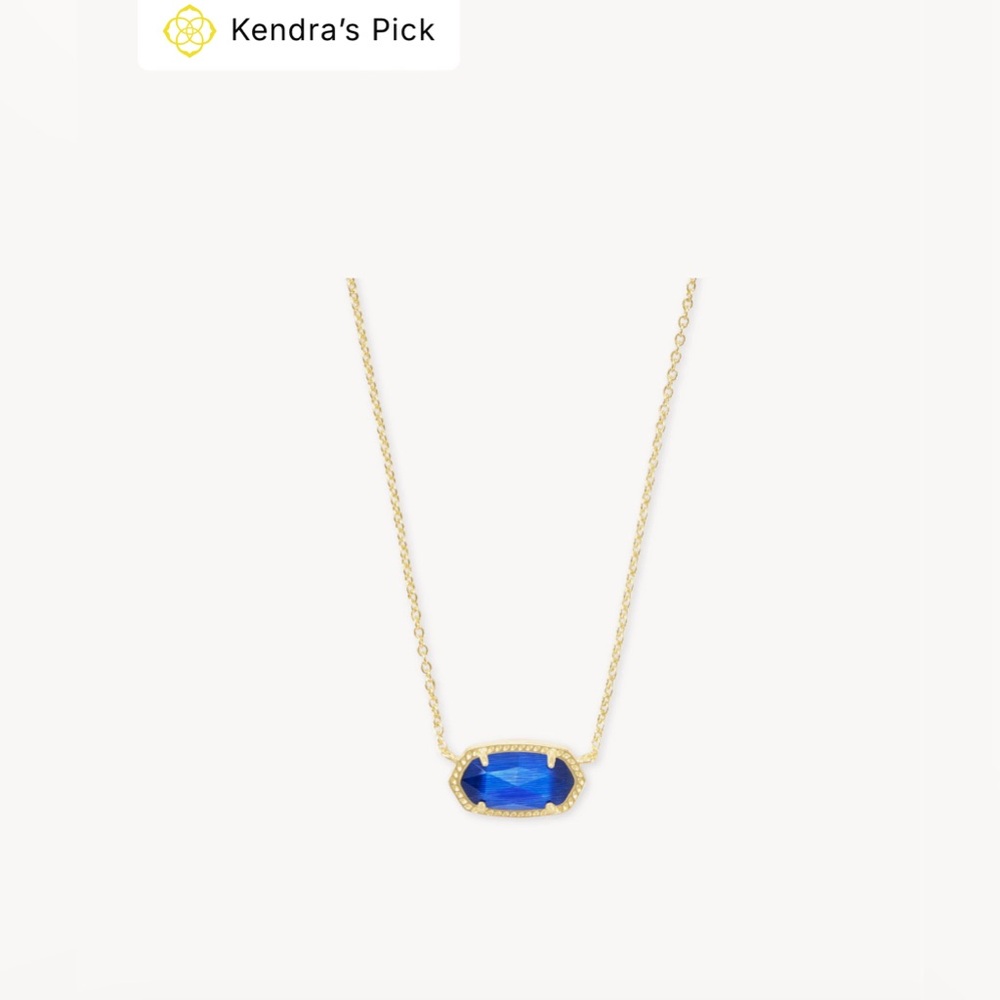 Elisa Gold Pendant Necklace in Cobalt Cat's Eye